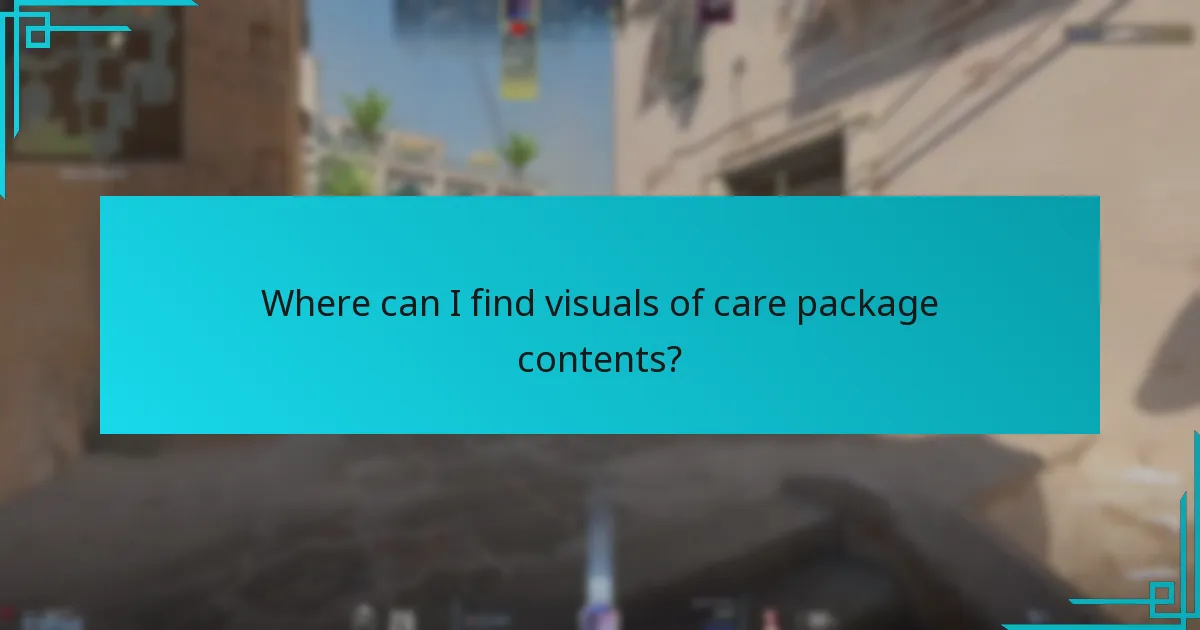 Where can I find visuals of care package contents?